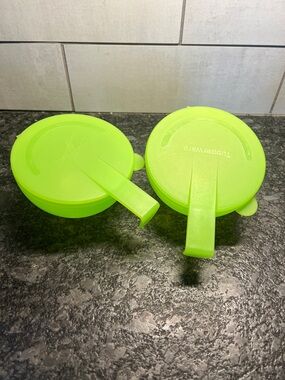 Tupperware Round Forget Me Nots  to hang in fridge. No more forgotten food. 4.5”